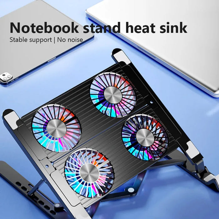 Foldable Laptop Cooling Pad — Adjustable Stand for 13–17.3-inch, 4 Fans