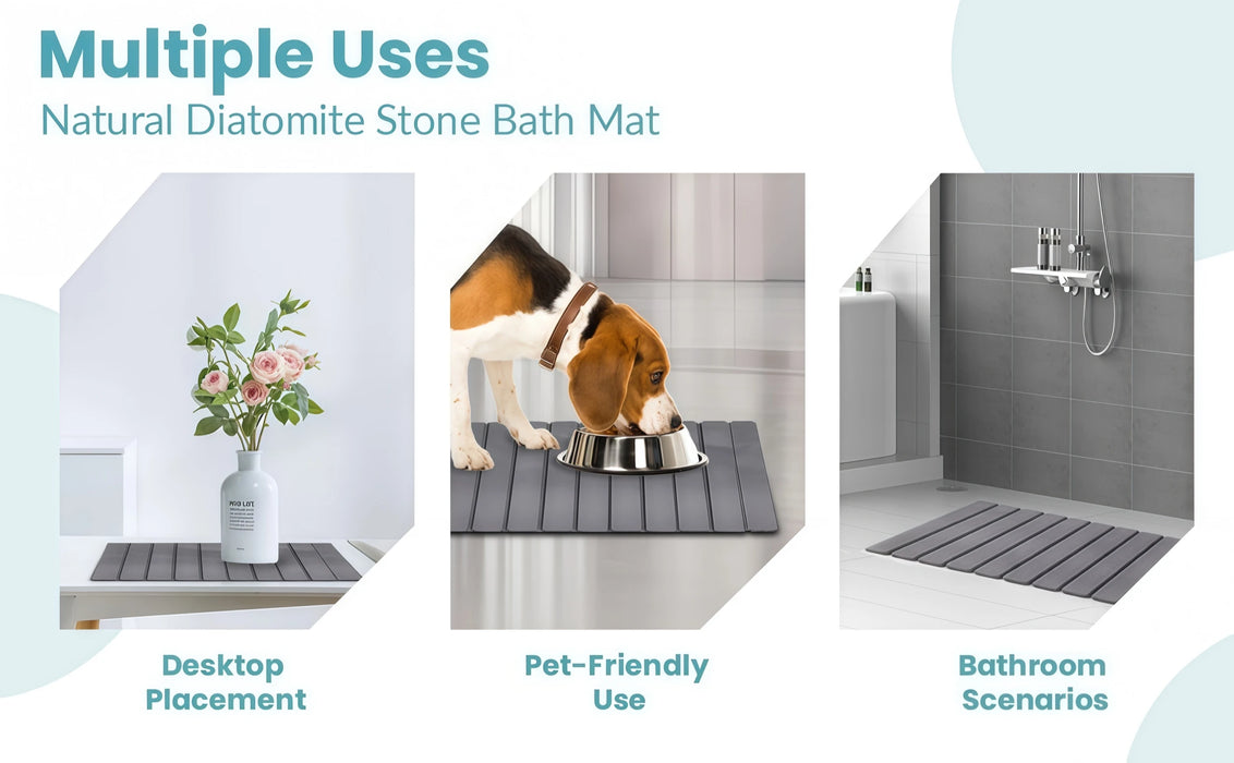 Foldable Diatomaceous Earth Bath Mat — Quick-Dry Non-Slip, 400 x 600mm (23.6 x 15.5in)