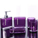 5‑Piece Purple Acrylic Bathroom Set — Emulsion Bottle, Toothbrush Holder, Soap Dish & 2 Cups