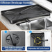 Large Rustproof Iron Dish Drying Rack with Drainboard and 3‑Slot Utensil Holder