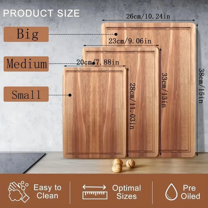 Beech Walnut Wooden Cutting Board - Rectangle Chopping & Butcher Block for Cheese & Meat