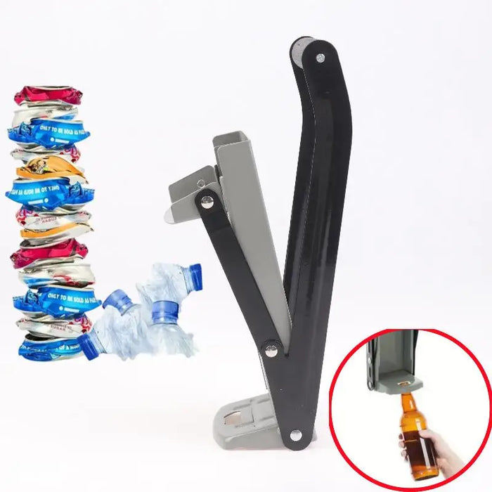 Heavy-Duty Metal Can Crusher for 12oz & 16oz Cans – Wall-Mountable with Bottle Opener