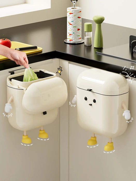 Cream Wall-mounted Kitchen Bin with Lid — 9L / 12L (DIY option)