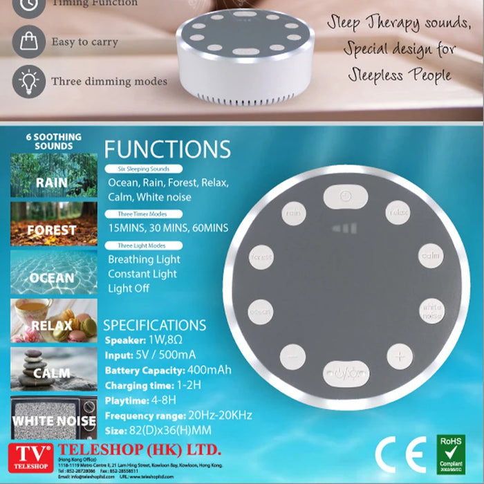 Baby Sleep Aid Night Light with White Noise Speaker and Breathing Light