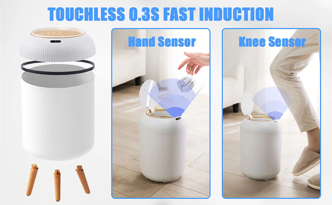 10L Motion Sensor Bin with Lid — Automatic Small Rubbish Bin for Kitchen & Bathroom