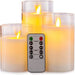 Set of 3 LED Glass Flameless Candles with Remote & Timer — 3 Sizes, 3 Colours