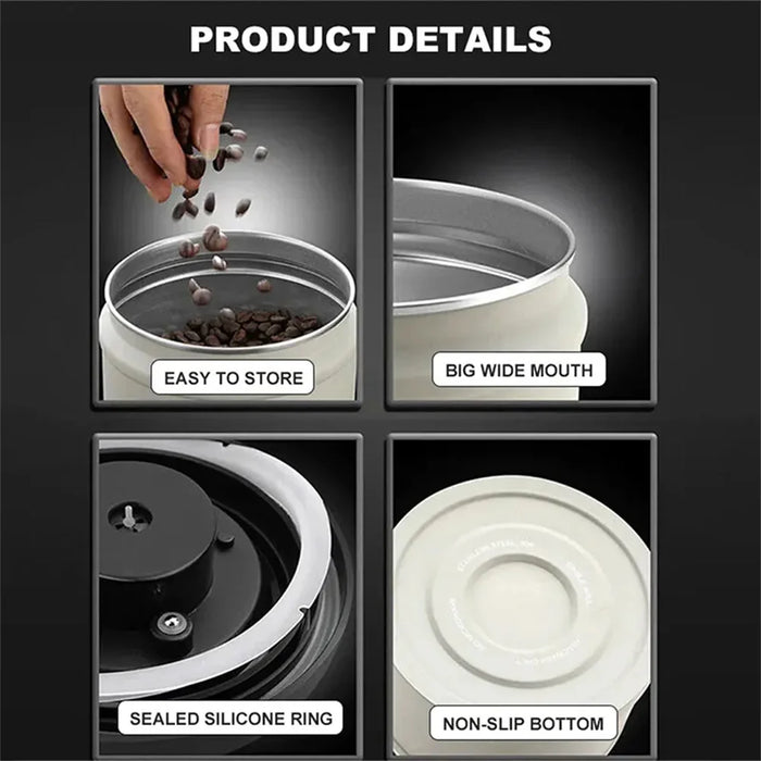Stainless Steel Vacuum Coffee Canister — Airtight Storage for Beans, Tea & Dry Foods