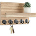 Wooden Wall-Mounted Key Holder with Mail Organiser | 5 Hooks (Dark Khaki/Black)