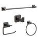 Gun Grey Bathroom Hardware Set — Towel Bar, Paper Holder, Ring & Hook