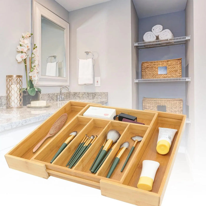 Adjustable Wooden Cutlery Tray Drawer Organiser — Expandable Divider