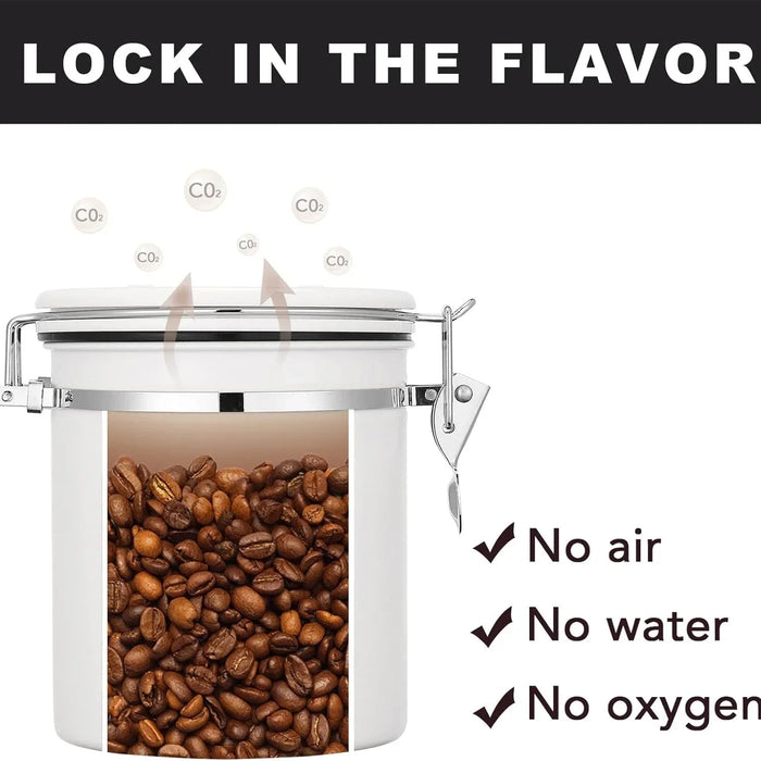 Airtight Stainless Steel Coffee Canister 22oz (1800ml) with Scoop — Black