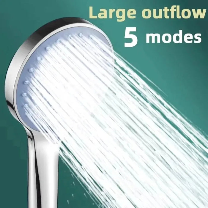 3-Piece Boosted 5-Speed Handheld Shower Set — Large Water Outlet, Chrome-Plated