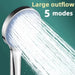 3-Piece Boosted 5-Speed Handheld Shower Set — Large Water Outlet, Chrome-Plated