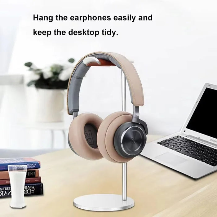Curved Aluminium Headphone Stand – Sturdy Metal Headset Hanger with Solid Base (Black)