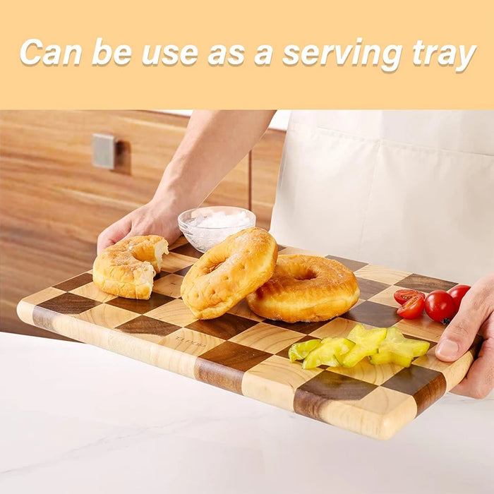 End-grain Rubber Wood Chopping & Serving Board (Flippable) — JT549