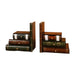 European-Style Faux Book Bookends with Drawers — Wooden Pair