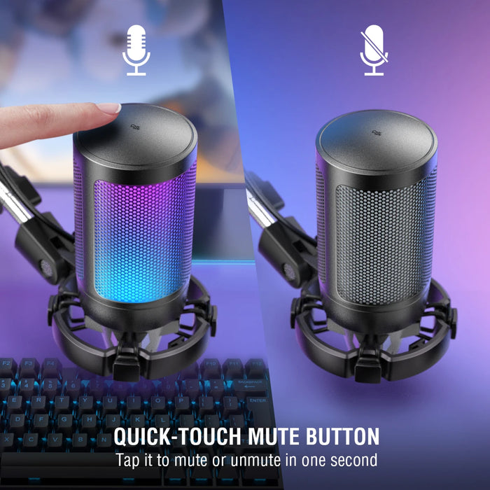 FIFINE A6T USB Gaming Microphone Kit with RGB, Cardioid Condenser & Boom Arm