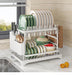 Stainless Steel 2-Tier Dish Rack — Fast-Drying & Stain-Free, Heavy-Duty Carbon Steel Frame