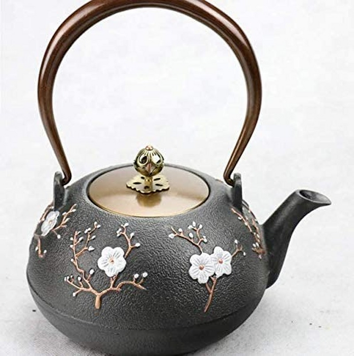 Cast Iron Peanut Teapot Kettle — about 1.0 L (Black)
