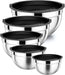 5-piece Stainless Steel Salad Basins with Lids — 2L+ Mixing & Baking Bowls (Silver)