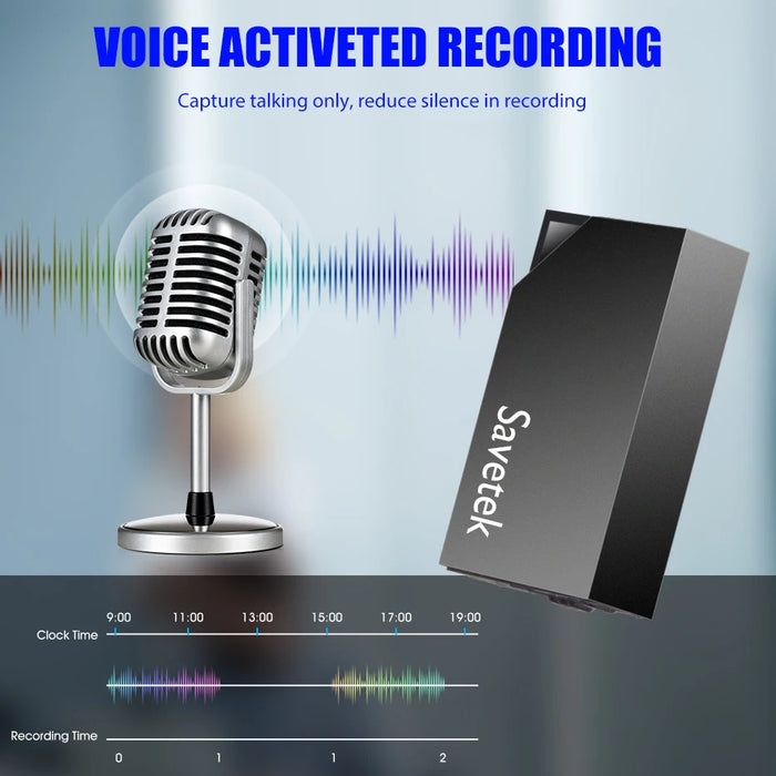 Savetek Mini USB Pen Voice‑Activated Digital Recorder WAV 192kbps — 8/32/64GB