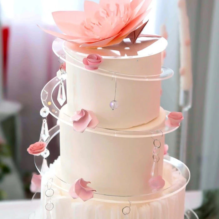 Foldable Acrylic Cake Spiral Stand — 4–14in Multi‑layer Display for Weddings & Parties