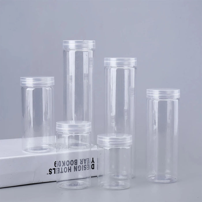 30 Clear Food-Grade PET Storage Jars with Lids – Assorted Sizes