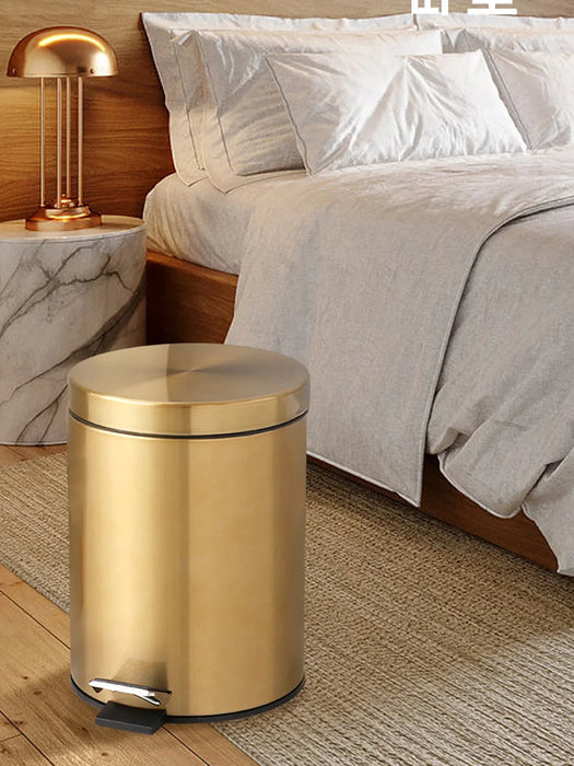 Modern 5L Stainless Steel Foot Pedal Bin — Champagne Gold