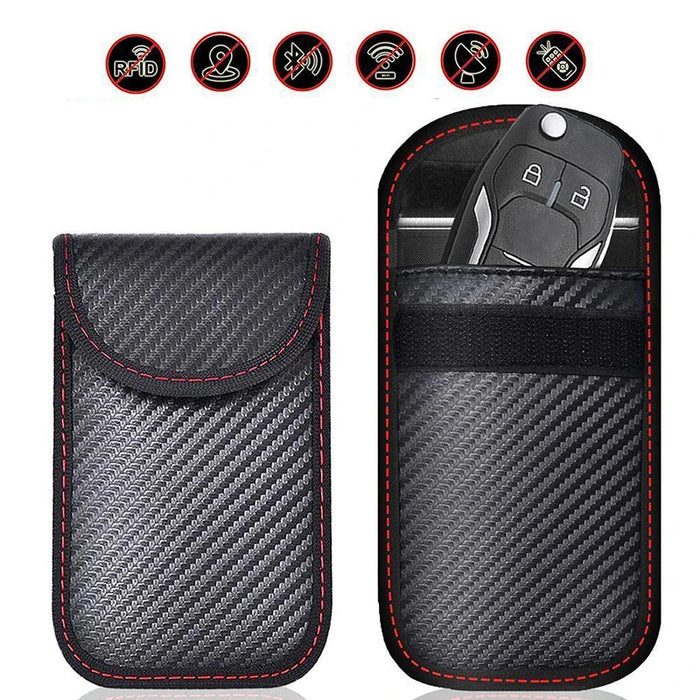 Signal-Blocking Car Key Pouch – RFID Faraday Bag, Two Pockets