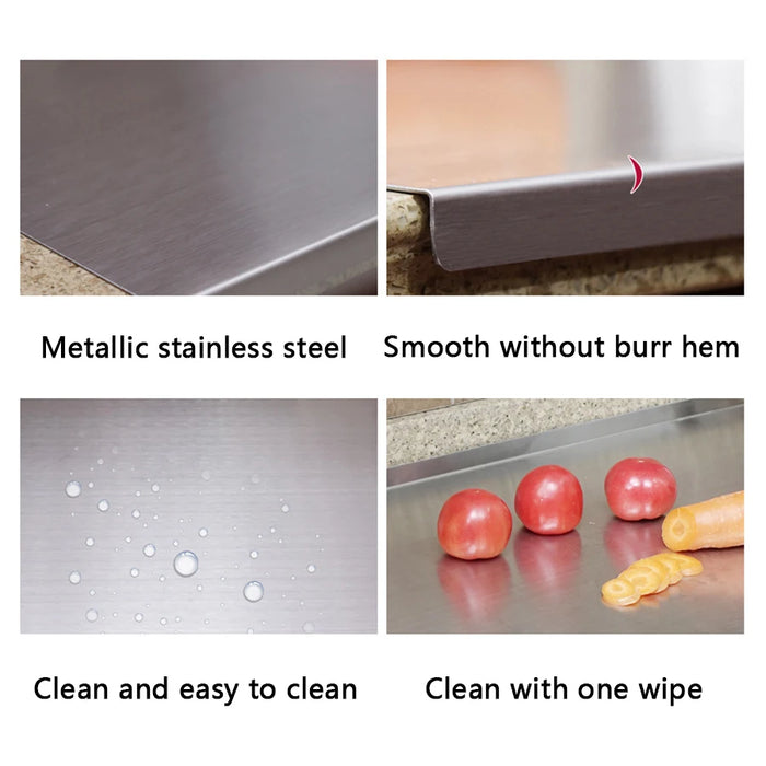 L-shaped Stainless Steel Double-Sided Chopping Board — Large Cutting & Kneading Panel