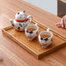 Japanese-style Maneki Neko Porcelain Tea Set with Strainer