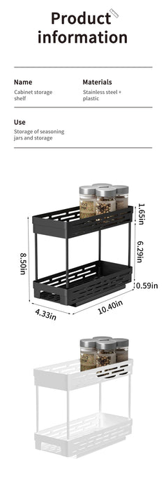 Pull-out 2-Layer Plastic Spice Rack — Large Capacity Kitchen Organiser