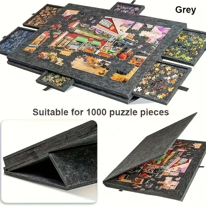 6-in-1 Tiltable Puzzle Board with 6 Drawers — Fits 1,000 Pieces
