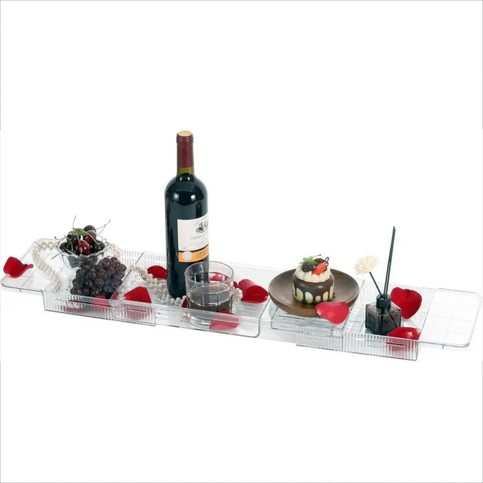 Transparent Expandable Bath Tray – Adjustable Tub Shelf, Anti‑Slip, Easy to Clean