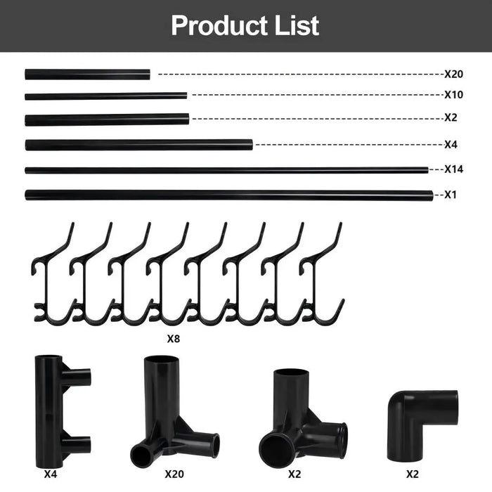 5-Tier Metal Coat Stand with Shoe Rack & 8 Hooks – Freestanding Hall Tree, Black