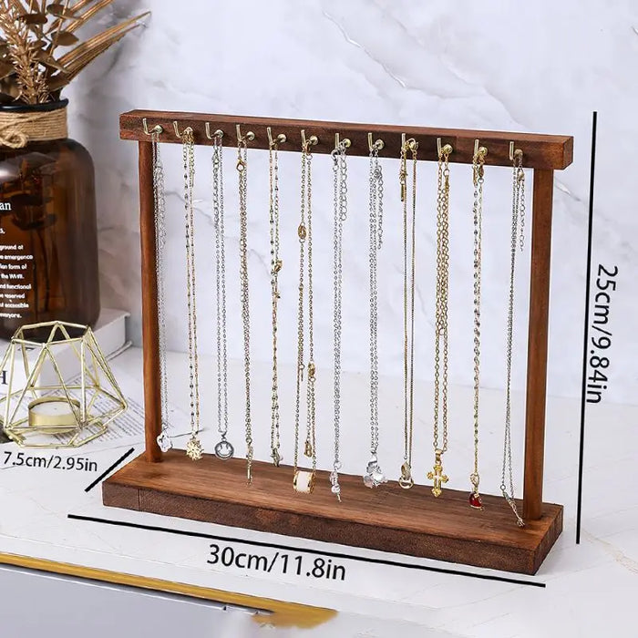 Solid Wood Jewellery Display Stand – Countertop Necklace, Earring & Bracelet Rack