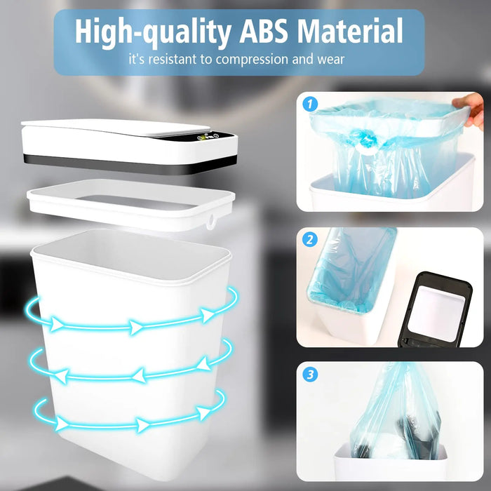 Slim Touchless Motion Sensor Bin with Lid — 12L (approx. 3.5 gal)