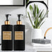 Refillable Shower Soap Dispenser Set – Plastic Shampoo, Conditioner & Hand/Dish Bottles (Brown or Black)