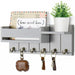 Rustic Wooden Wall Key Holder with Shelf — 6 Hooks & Mail Organiser