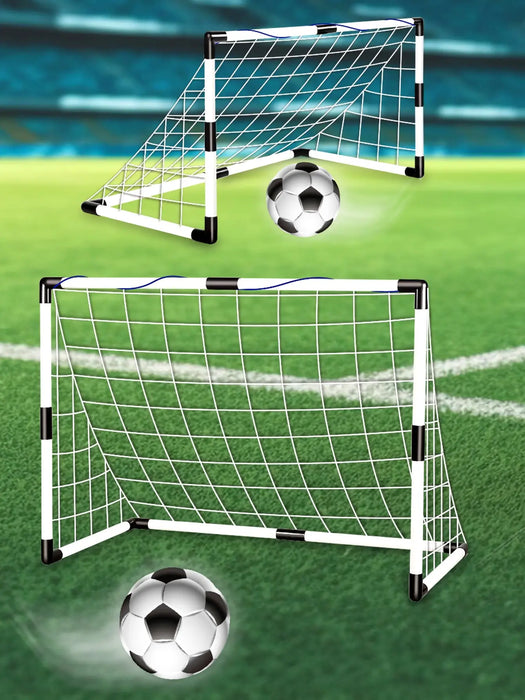 Children's Foldable Football Goal with Pump & Ball — Outdoor Lawn Training Gift