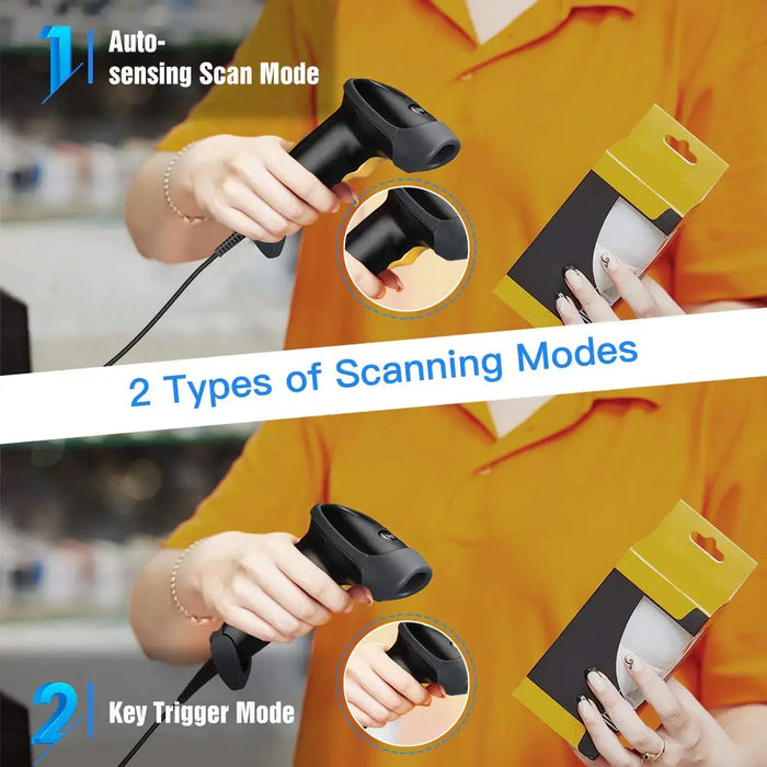Eyoyo EY-H2 Handheld 2D USB Barcode Scanner — Wired QR, PDF417 & DataMatrix Reader for POS and Inventory