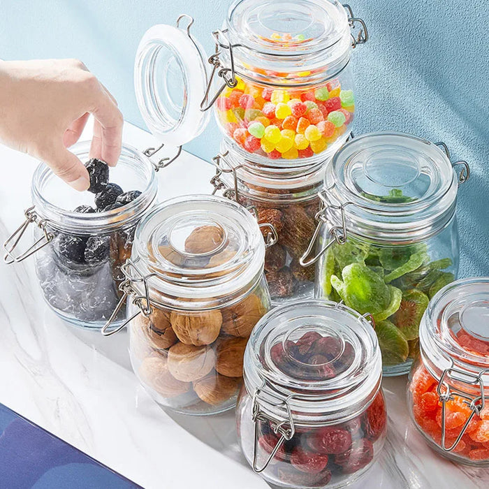 Sealed Glass Jars with Clip Lids — Airtight Food-Grade Storage (500–1000ml & 3‑piece set)