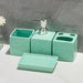 Ceramic 4-Piece Bathroom Organiser Set — Soap Dispenser, Lotion Bottle, Toothbrush Cup & Soap Dish