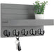 Wall-mounted Wooden Key and Mail Shelf with 5 Hooks