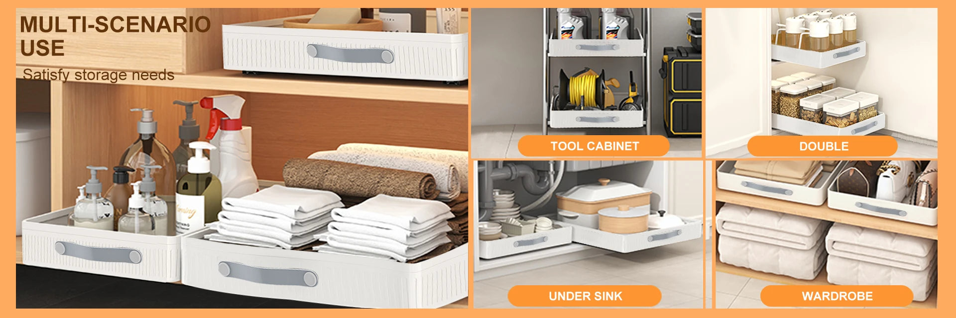 Pull-Out Sliding Cabinet Shelf — Kitchen & Pantry Storage Organiser (M/L)