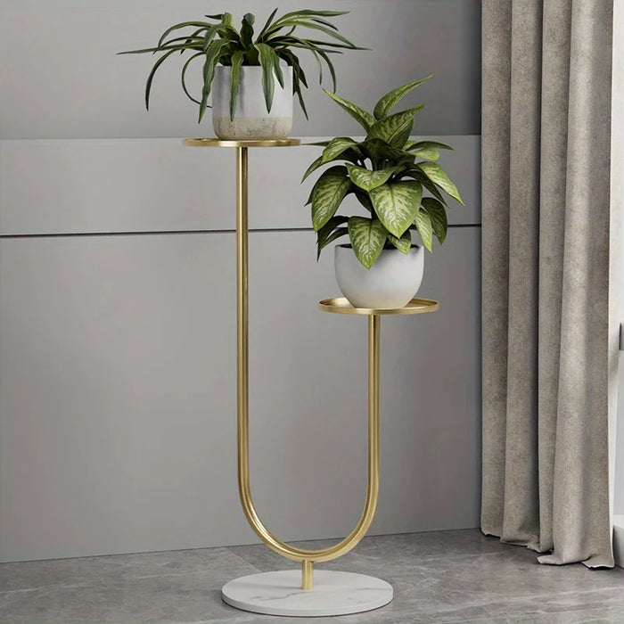 Metal Vertical Plant Stand with Dual Holders – Pot Rack for Living Room, Balcony & Office