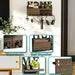 Rustic Wooden Wall-Mounted Organiser with Shelf and 7 Hooks