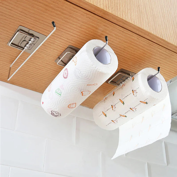 Drill-Free Stainless Steel Wall-Mounted Paper Towel & Toilet Roll Holder