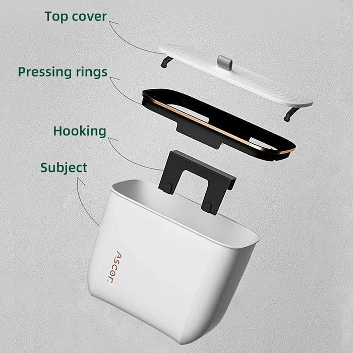 Hanging Bin for Cabinet Door with Lid — Wall-Mounted Kitchen & Bathroom Bin