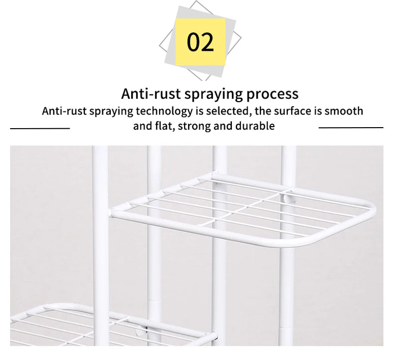 Metal Plant Stand — 4/6/8-Tier Flower Pot Rack, White or Dark Grey